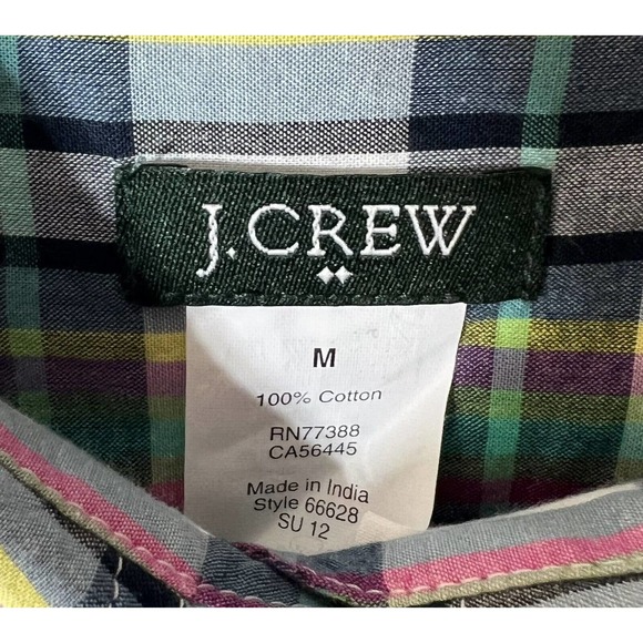 J Crew Long Sleeve Plaid Popover 3/4 Button Shirt Womens Size Medium Pocket - Picture 3 of 14